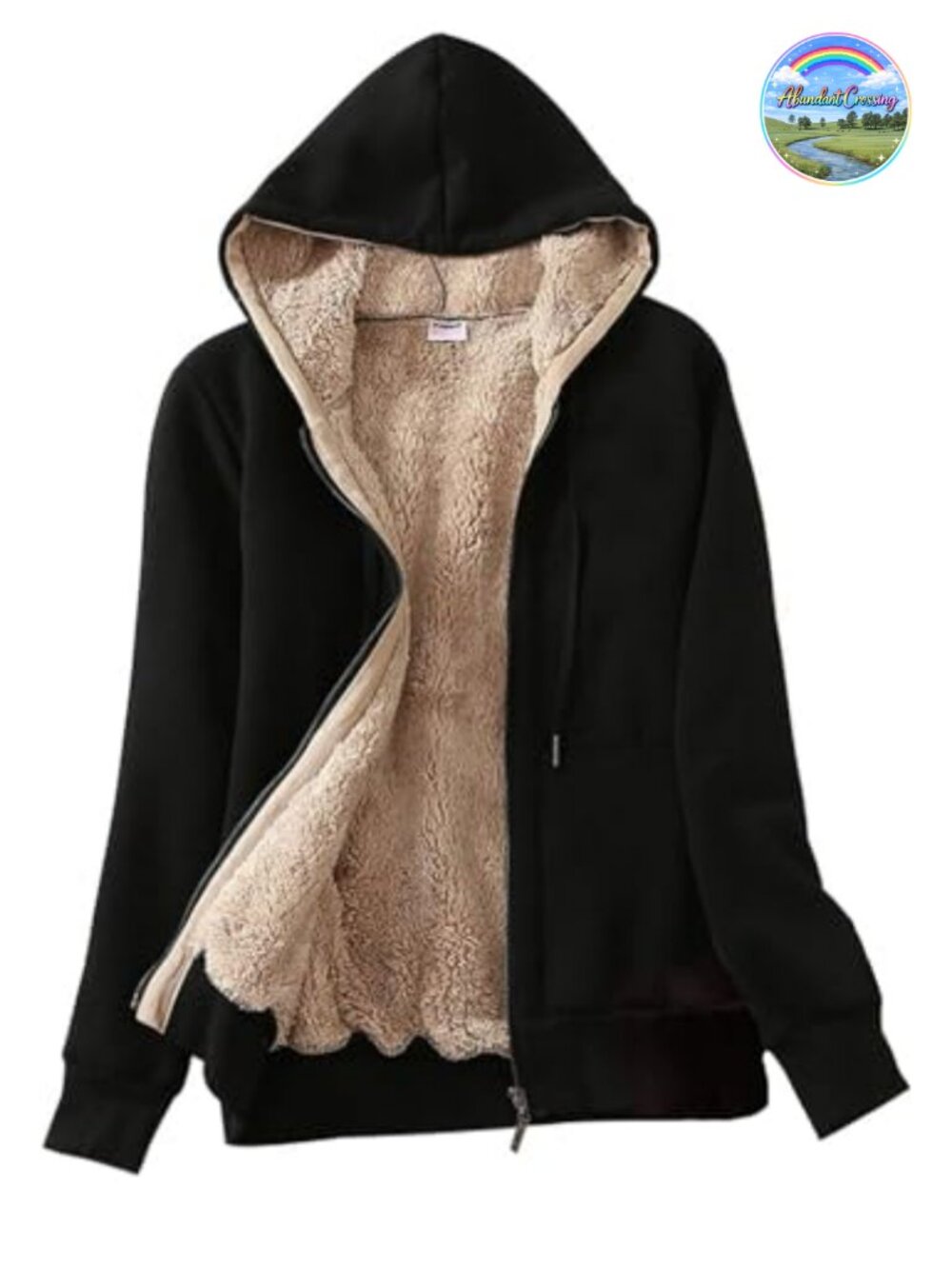 Sherpa Lined Zip Up Hoodie Winter Fleece Jacket Windproof